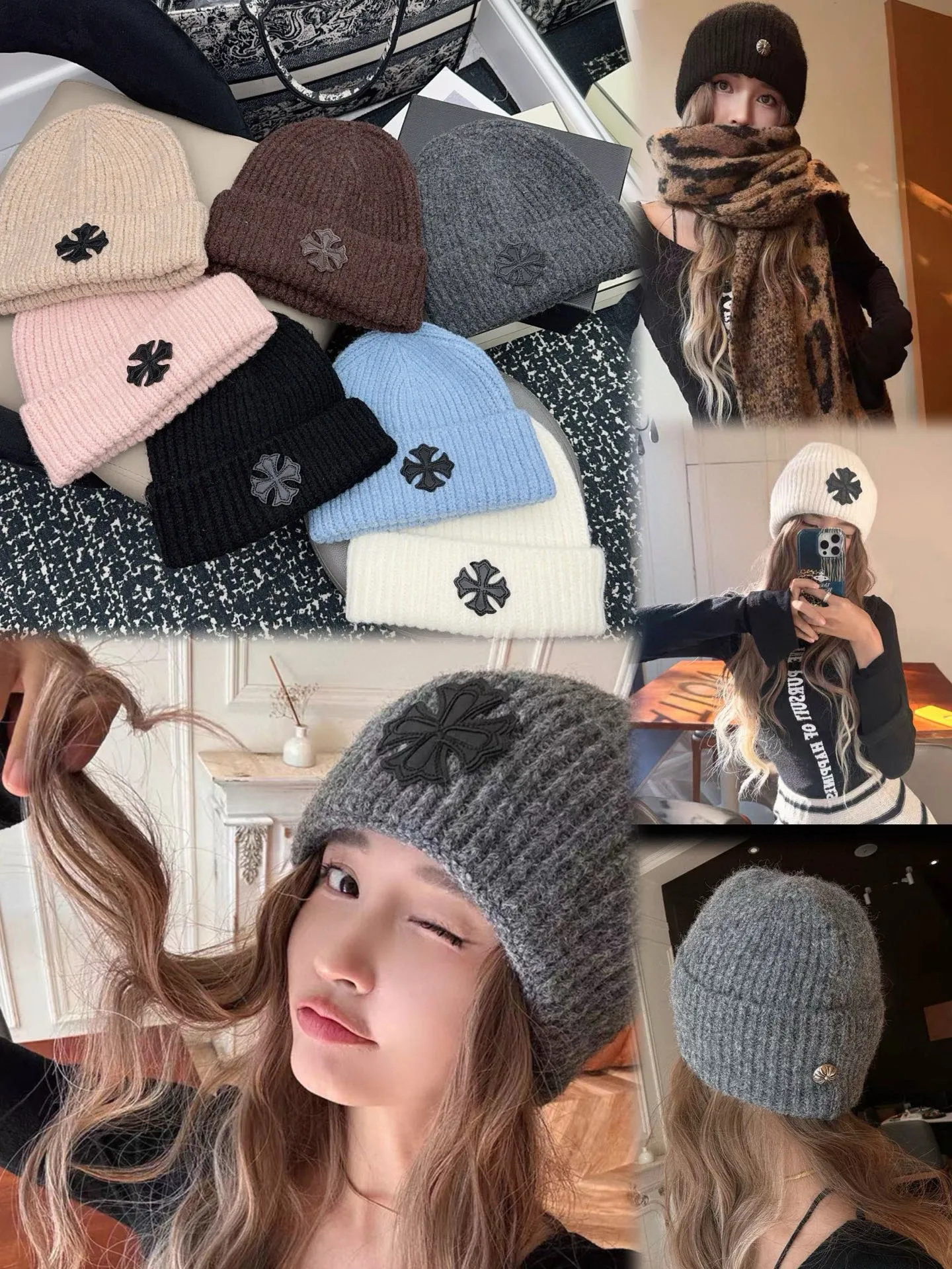 Internet celebrity style Croixin 🖤 Versatile woolen hat, same style for men and women, a must-have for sweet and cool outfits in autumn and winter‼ ️